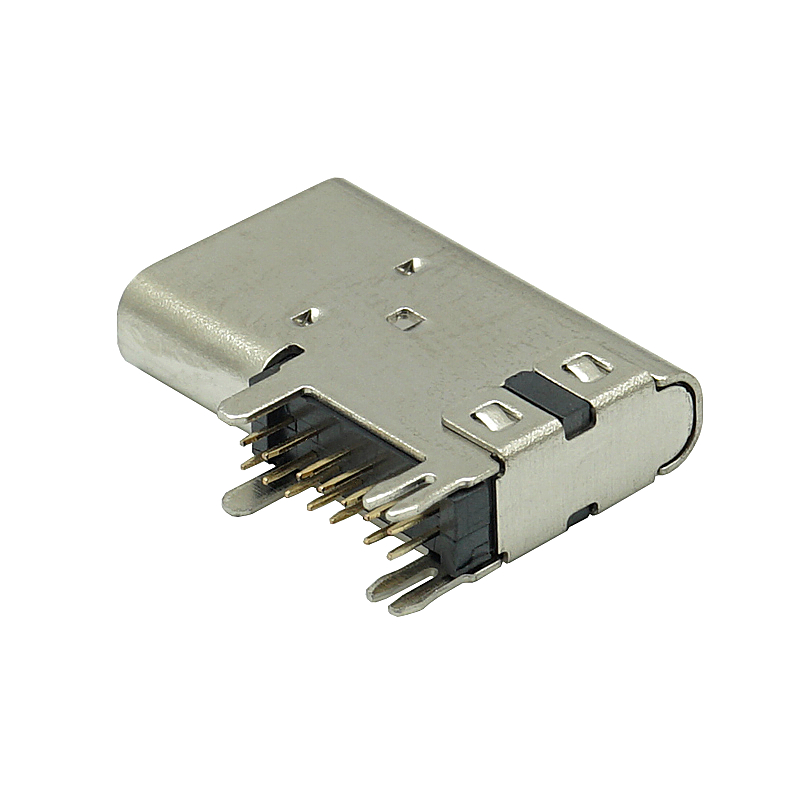 TYPE-C母座14PIN側(cè)插后魚(yú)叉腳90度